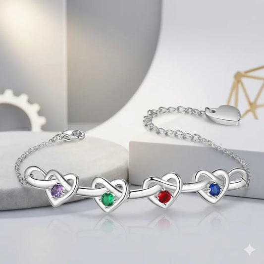 Adjustable Heart Birthstone Bracelet – Mother's Day Chain Gift