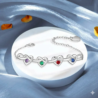 Adjustable Heart Birthstone Bracelet – Mother's Day Chain Gift