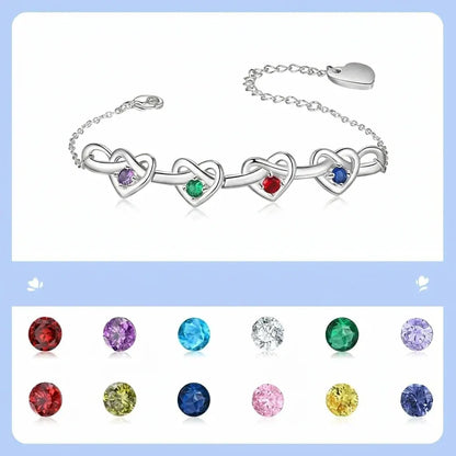 Adjustable Heart Birthstone Bracelet – Mother's Day Chain Gift