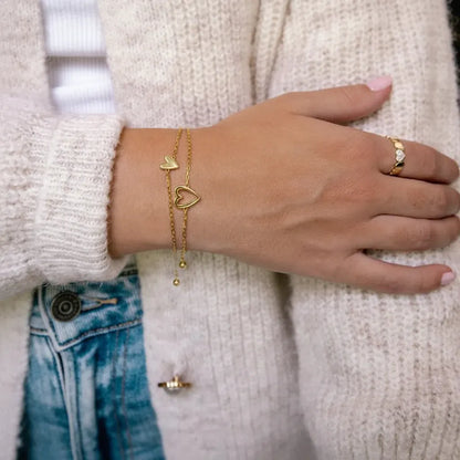 Adjustable Heart-Link Matching Bracelet Set for Couples