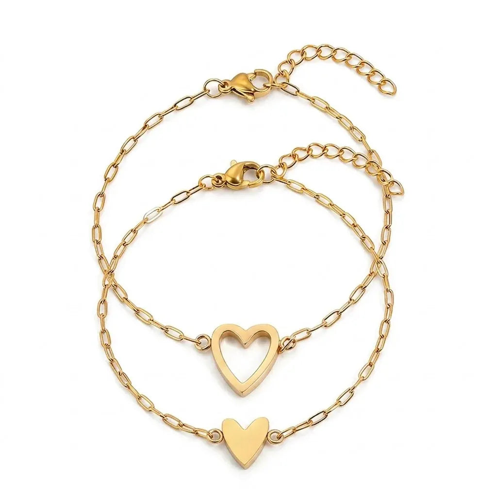 Adjustable Heart-Link Matching Bracelet Set for Couples