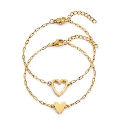 Adjustable Heart-Link Matching Bracelet Set for Couples