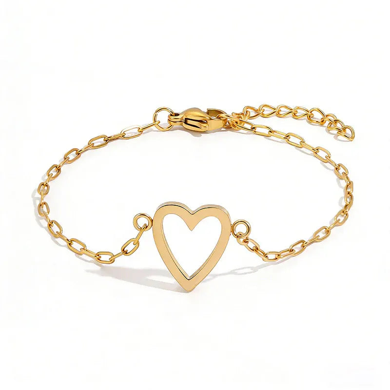 Adjustable Heart-Link Matching Bracelet Set for Couples