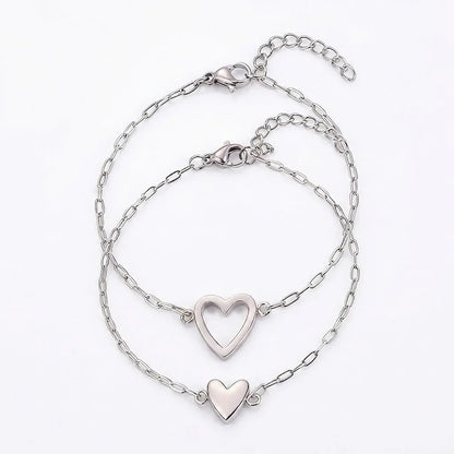 Adjustable Heart-Link Matching Bracelet Set for Couples