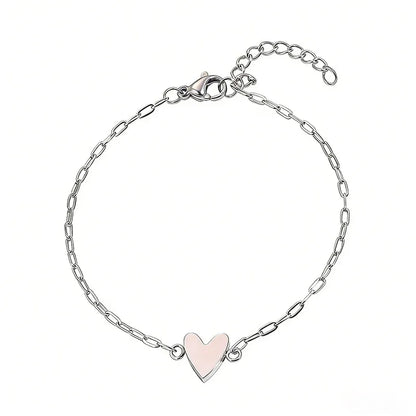 Adjustable Heart-Link Matching Bracelet Set for Couples