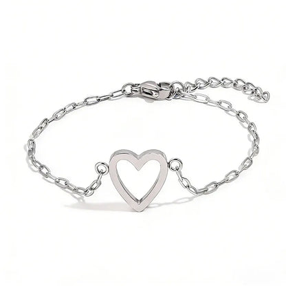 Adjustable Heart-Link Matching Bracelet Set for Couples