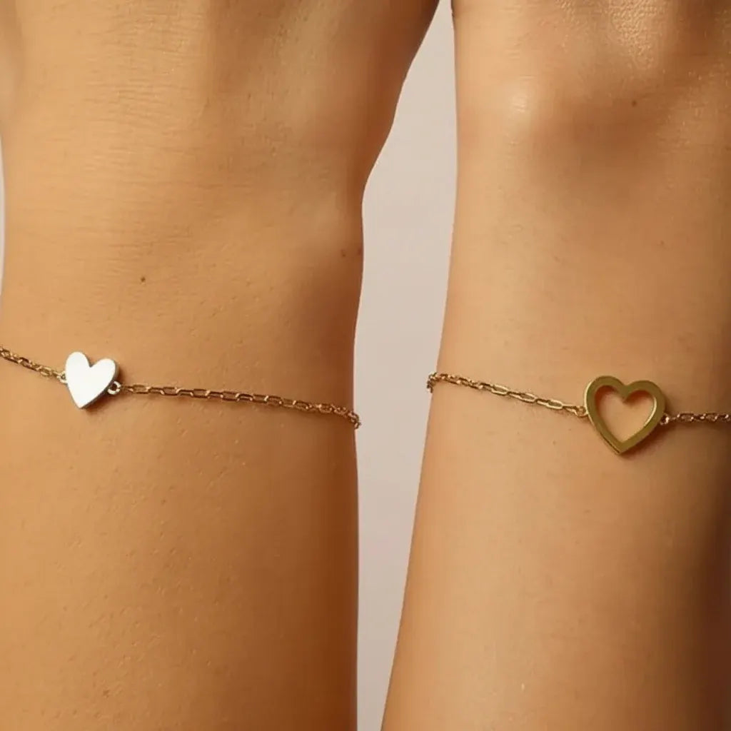 Adjustable Heart-Link Matching Bracelet Set for Couples