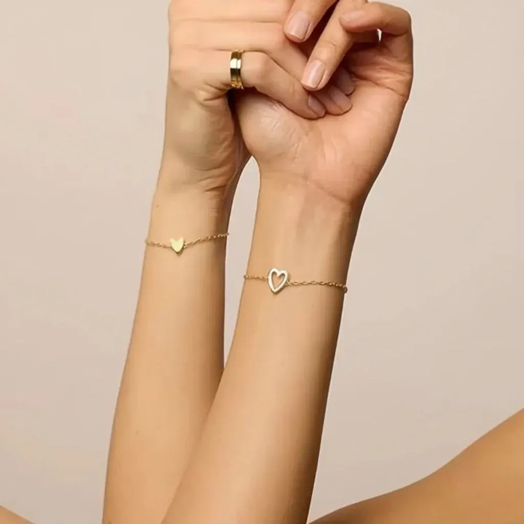 Adjustable Heart-Link Matching Bracelet Set for Couples