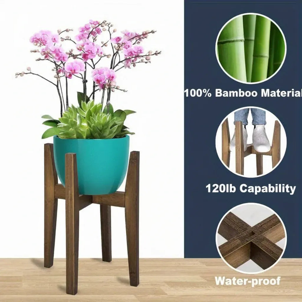 Adjustable Indoor Plant Stand with Marble-Top Flower Display Holder