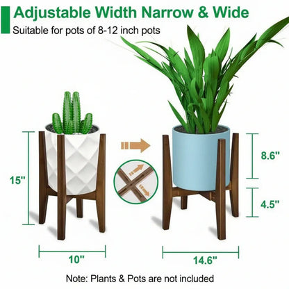 Adjustable Indoor Plant Stand with Marble-Top Flower Display Holder