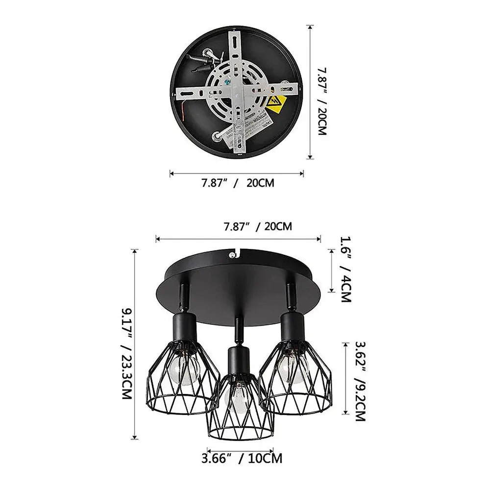 Adjustable Industrial Black Spotlight Ceiling Fixture | Vintage-Style Design