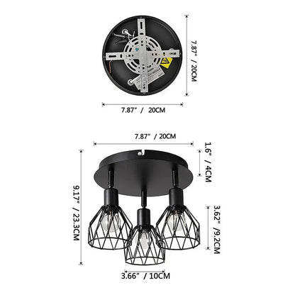 Adjustable Industrial Black Spotlight Ceiling Fixture | Vintage-Style Design
