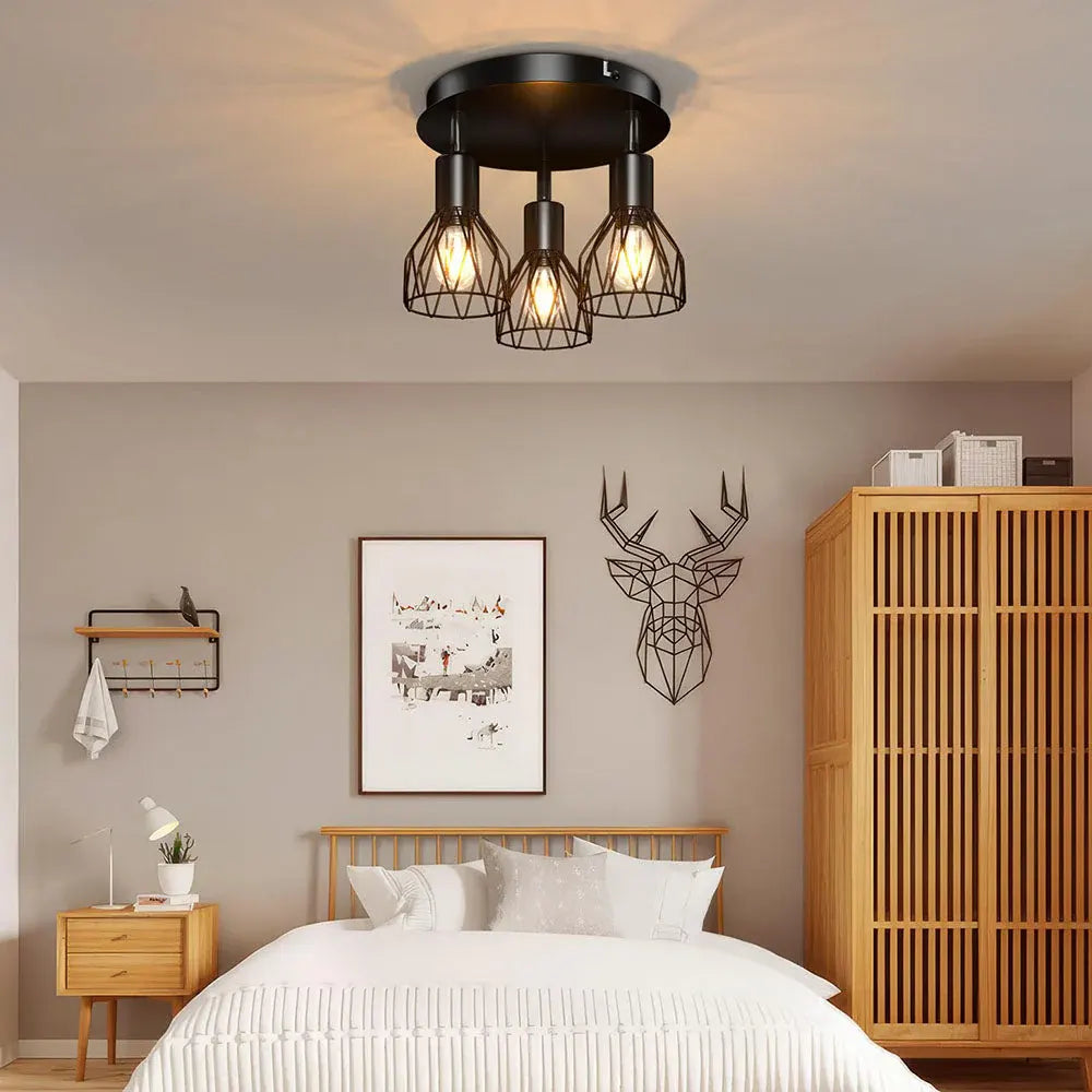 Adjustable Industrial Black Spotlight Ceiling Fixture | Vintage-Style Design