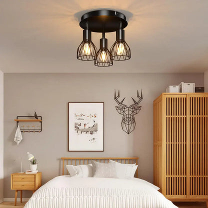 Adjustable Industrial Black Spotlight Ceiling Fixture | Vintage-Style Design