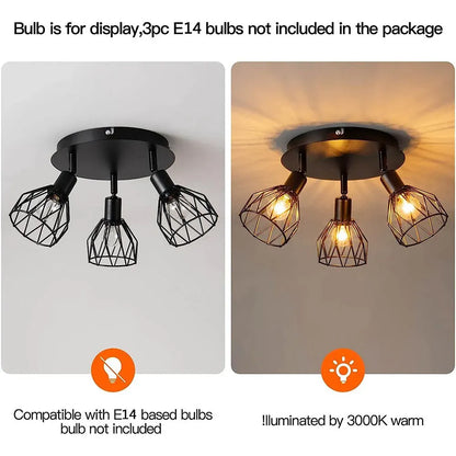 Adjustable Industrial Black Spotlight Ceiling Fixture | Vintage-Style Design