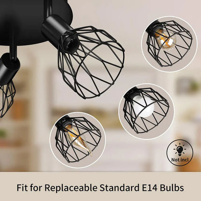 Adjustable Industrial Black Spotlight Ceiling Fixture | Vintage-Style Design