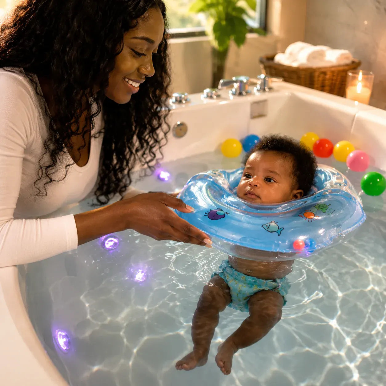 Adjustable Infant Neck Ring Float for Baby Bath Support