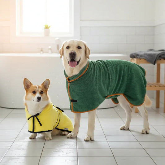 Adjustable Pet Bathrobe Absorbent Drying Towel Coat for Dogs