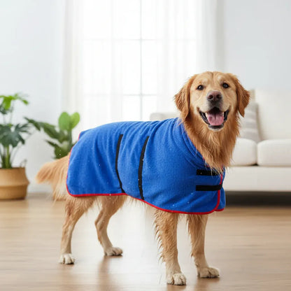 Adjustable Pet Bathrobe Absorbent Drying Towel Coat for Dogs