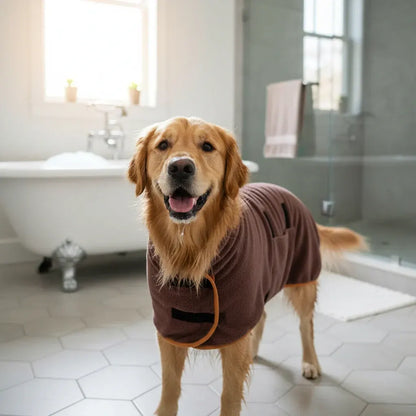 Adjustable Pet Bathrobe Absorbent Drying Towel Coat for Dogs