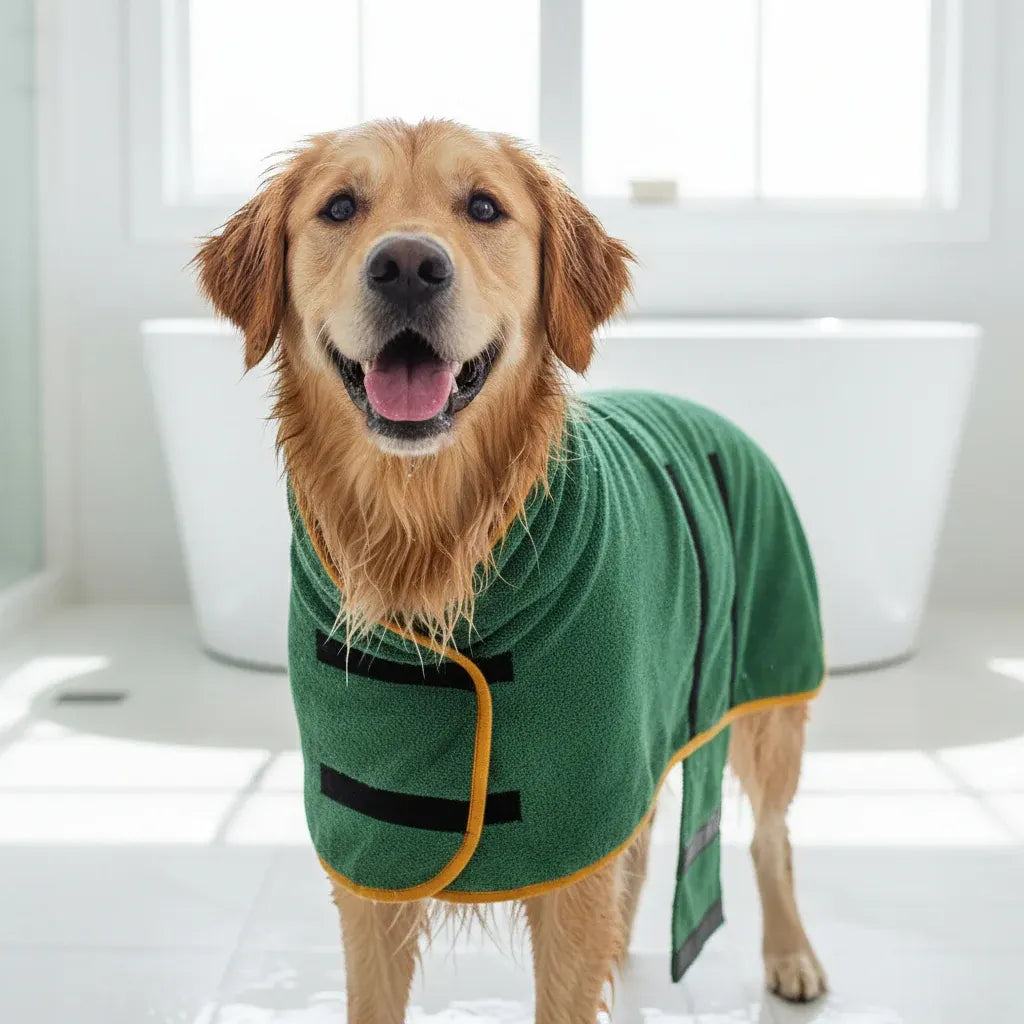 Adjustable Pet Bathrobe Absorbent Drying Towel Coat for Dogs