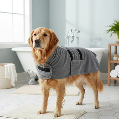 Adjustable Pet Bathrobe Absorbent Drying Towel Coat for Dogs
