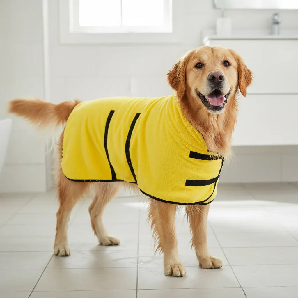 Adjustable Pet Bathrobe Absorbent Drying Towel Coat for Dogs