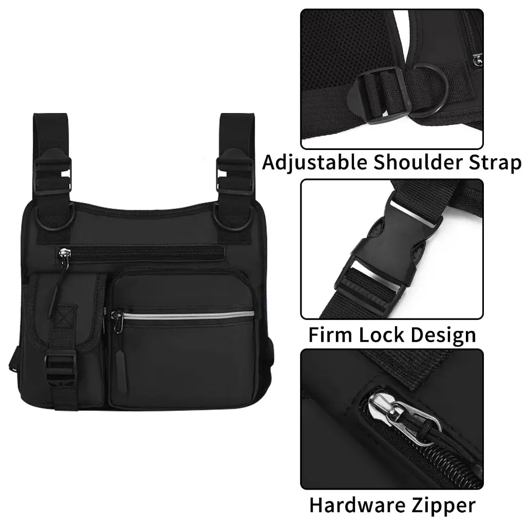 Adjustable Pickleball Crossbody Chest Pack with Tactical Design