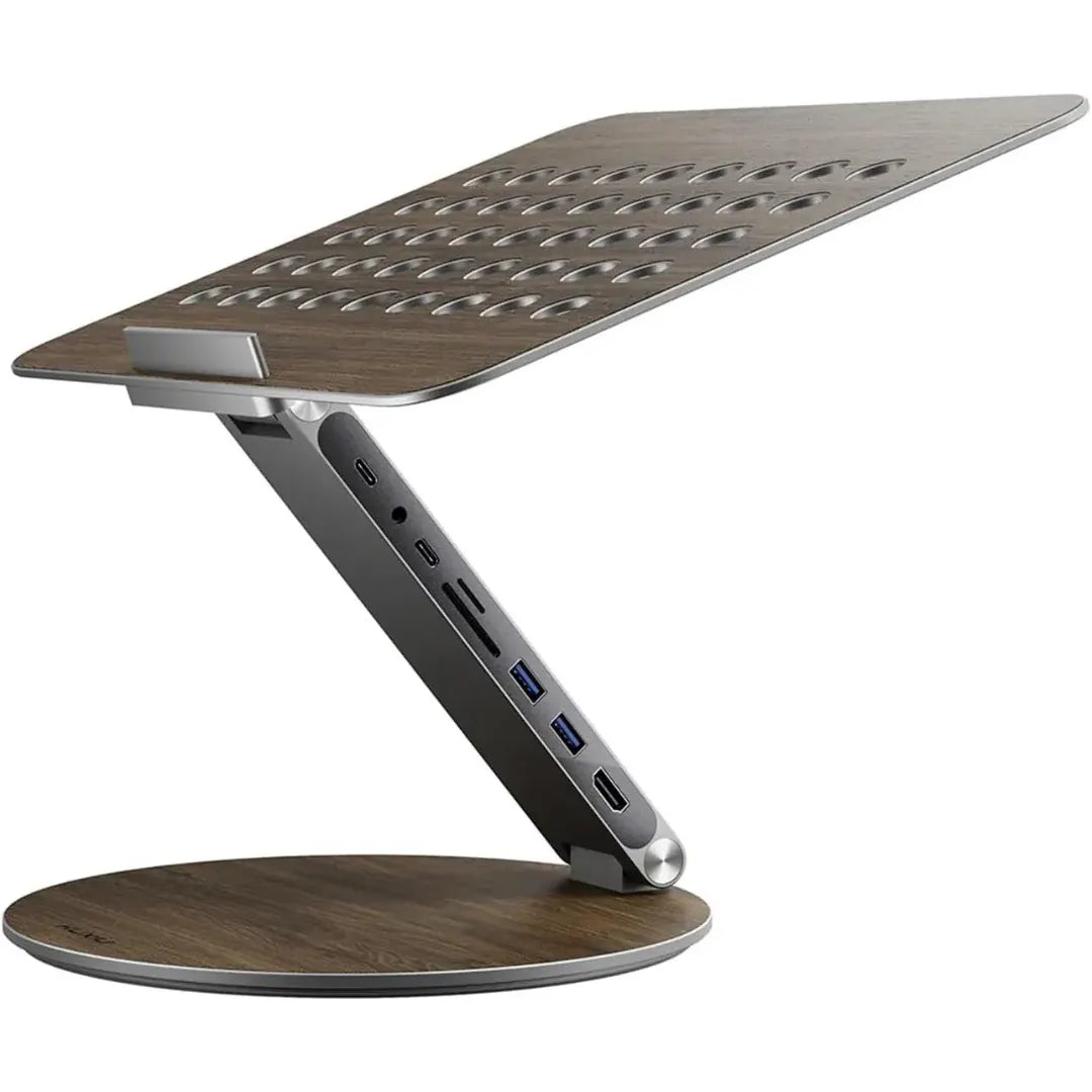 Adjustable Rotating Laptop Stand with USB-C Docking Station