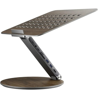 Adjustable Rotating Laptop Stand with USB-C Docking Station