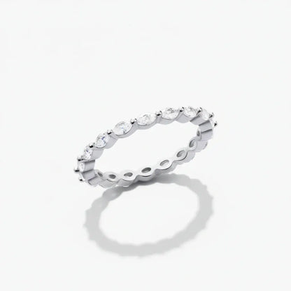Adjustable Sterling Silver Geometric Pavé Stackable Band Ring
