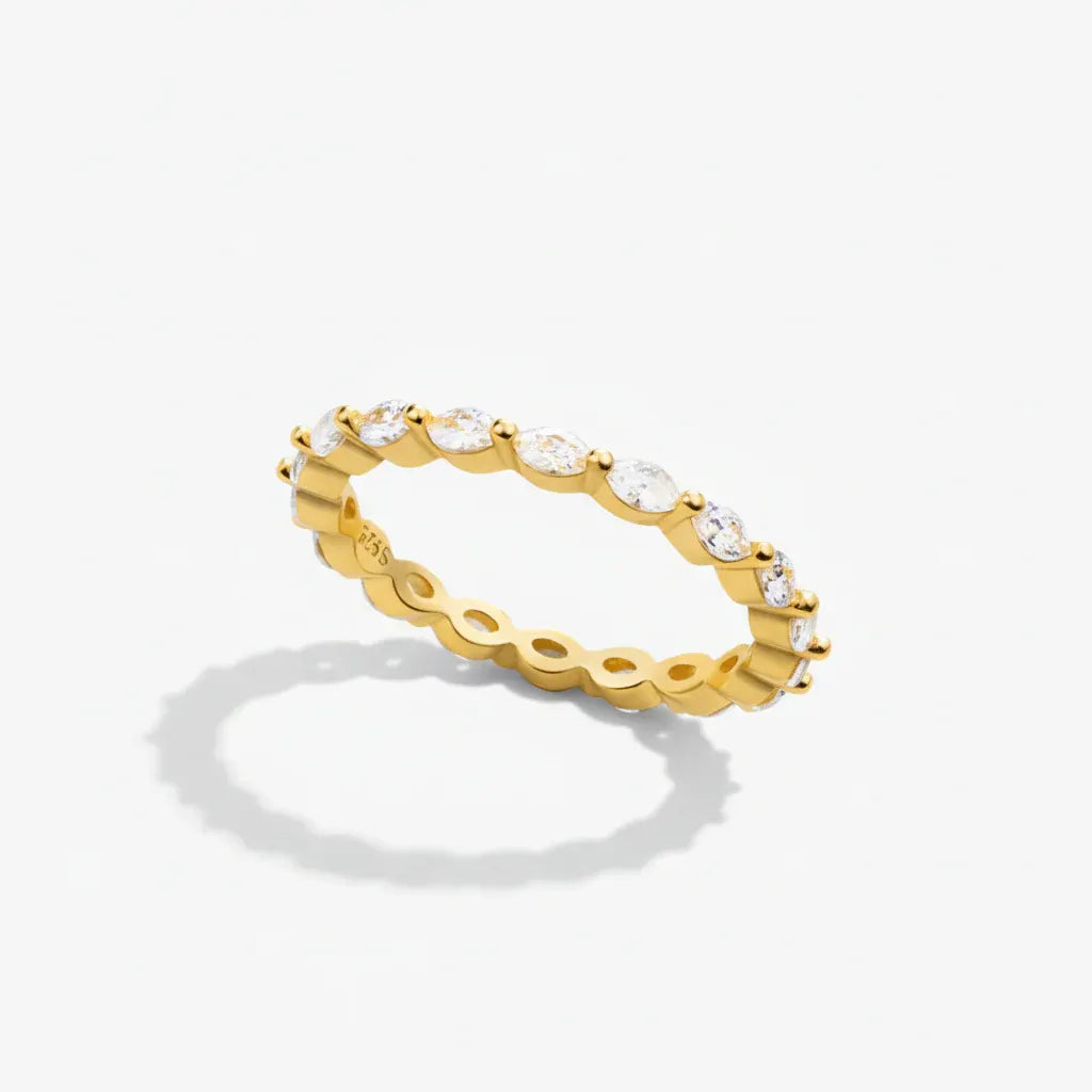 Adjustable Sterling Silver Geometric Pavé Stackable Band Ring