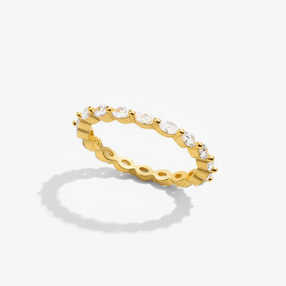 Adjustable Sterling Silver Geometric Pavé Stackable Band Ring