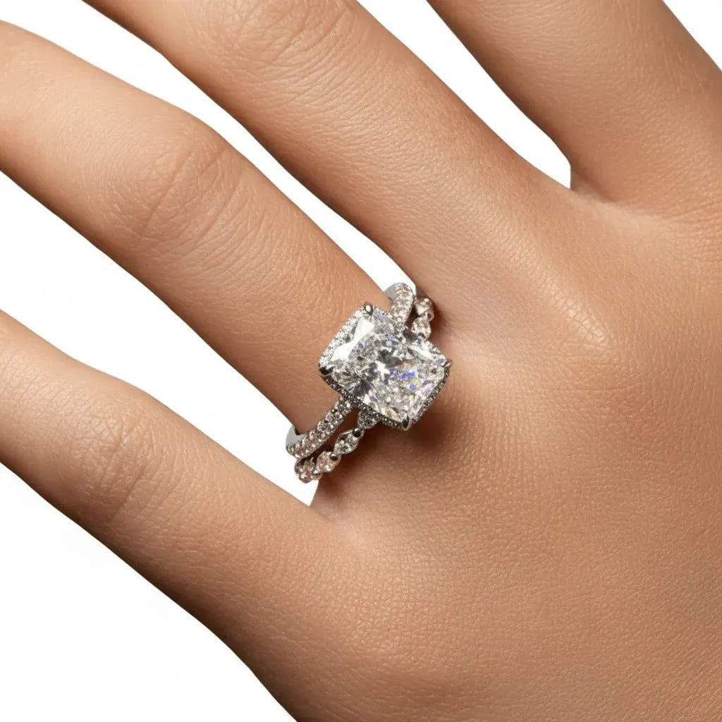 Adjustable Sterling Silver Geometric Pavé Stackable Band Ring