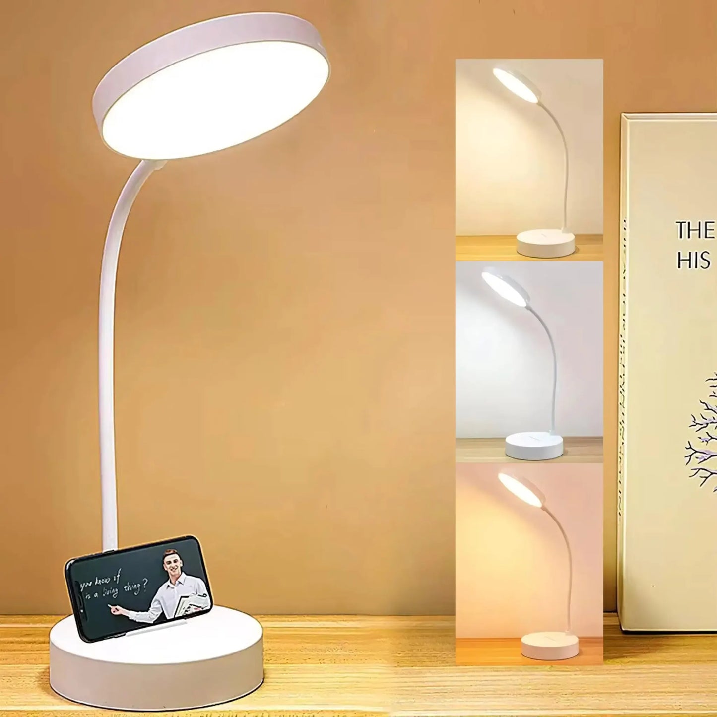 Adjustable Swan-Neck LED Desk Lamp with USB Charging Port for Reading