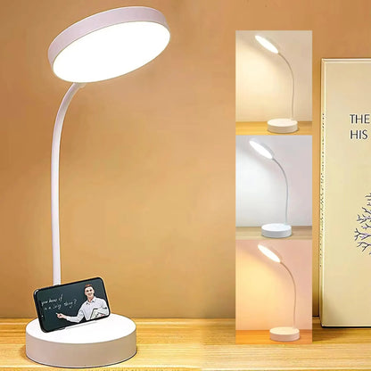 Adjustable Swan-Neck LED Desk Lamp with USB Charging Port for Reading
