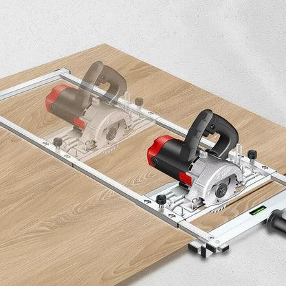 Adjustable Track Guide System for Circular Saw Woodworking Cuts
