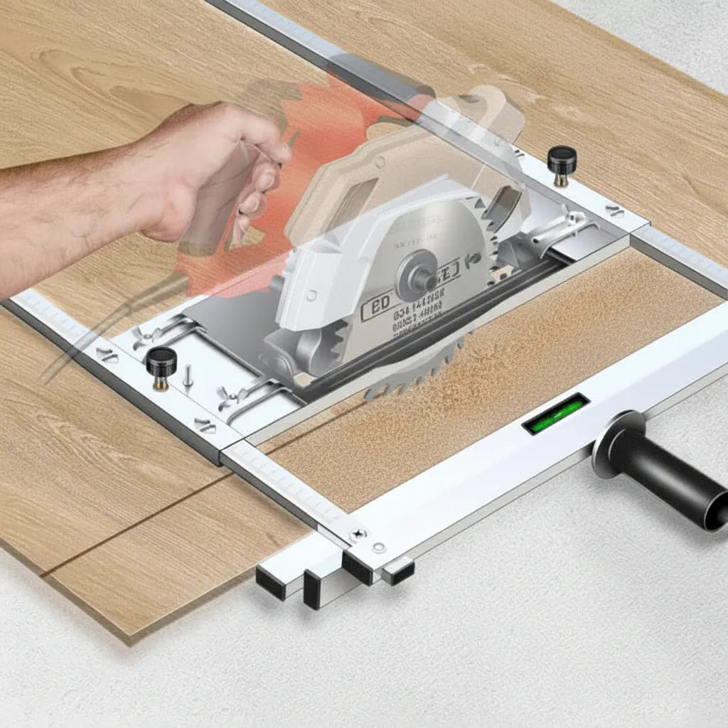 Adjustable Track Guide System for Circular Saw Woodworking Cuts