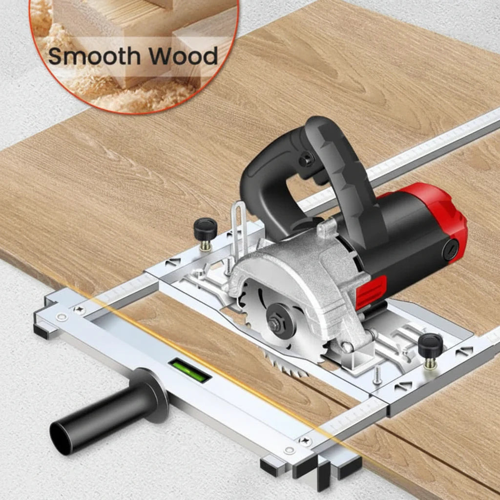 Adjustable Track Guide System for Circular Saw Woodworking Cuts