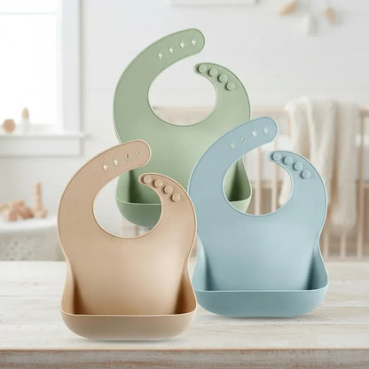 Adjustable Waterproof Silicone Feeding Bib for Babies