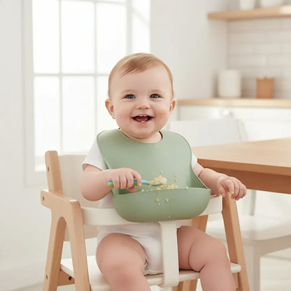 Adjustable Waterproof Silicone Feeding Bib for Babies