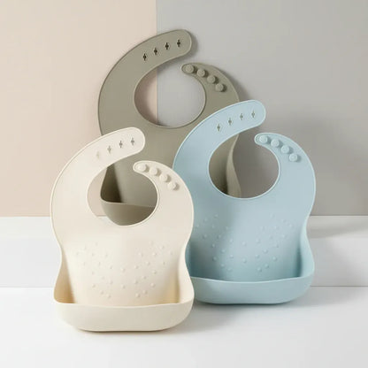 Adjustable Waterproof Silicone Feeding Bib for Babies