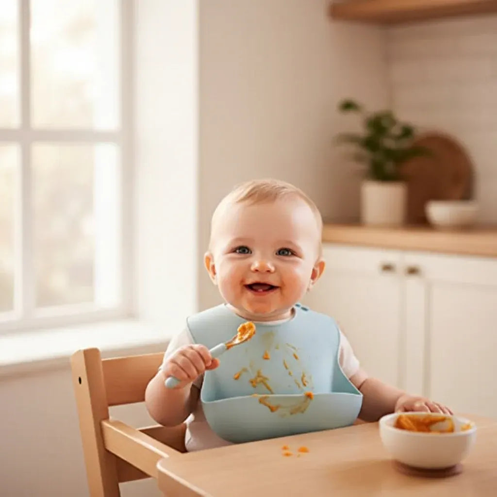 Adjustable Waterproof Silicone Feeding Bib for Babies
