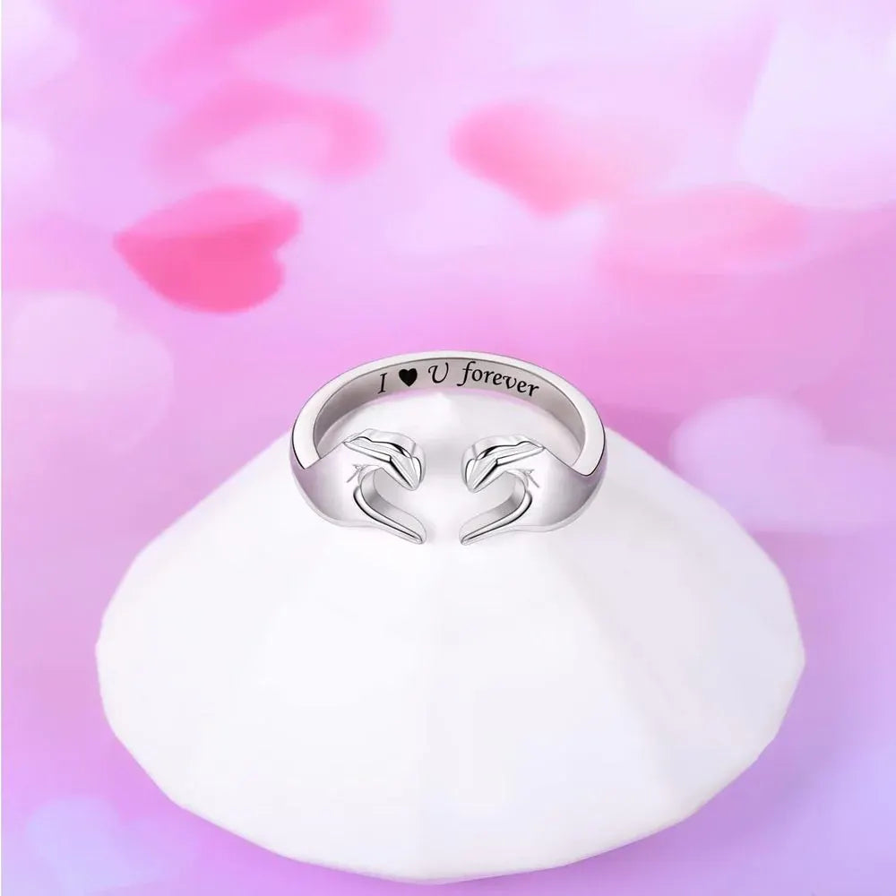 Adjustable White Gold Plated Zinc Alloy Hug Love Ring Band