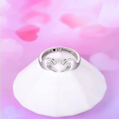 Adjustable White Gold Plated Zinc Alloy Hug Love Ring Band