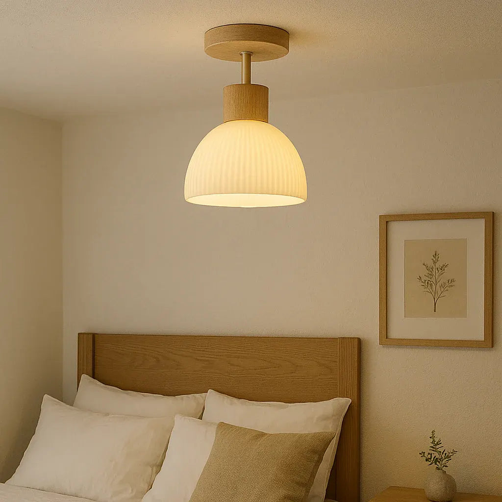 Ailse Wood and Glass LED Ceiling Light Fixture