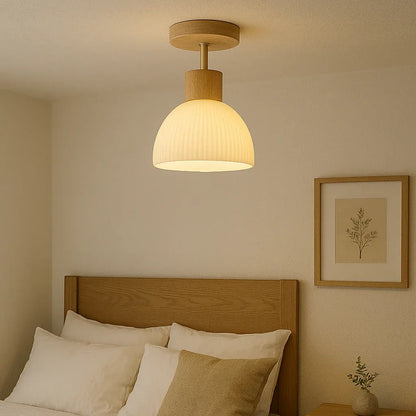 Ailse Wood and Glass LED Ceiling Light Fixture