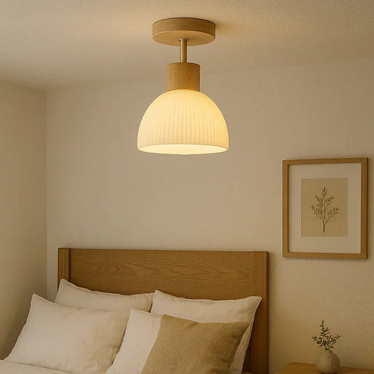 Ailse Wood and Glass LED Ceiling Light Fixture