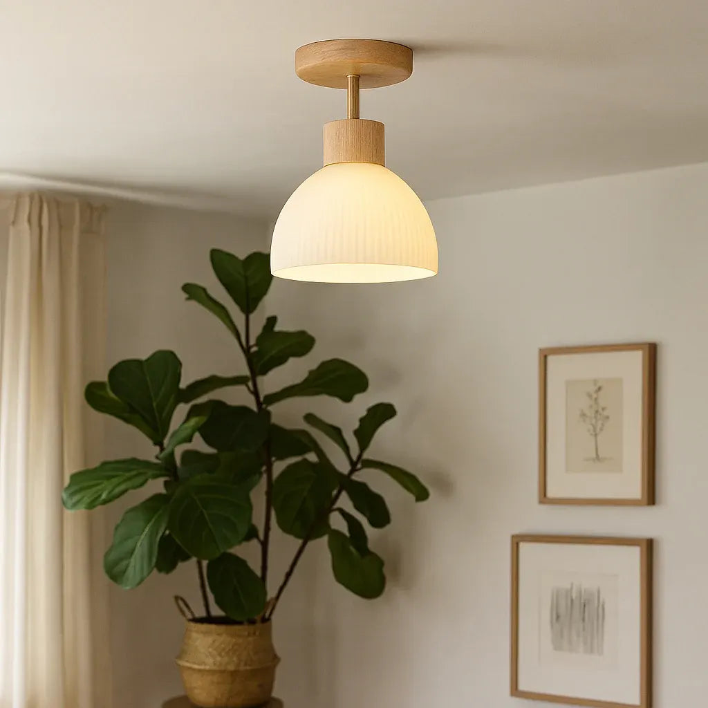 Ailse Wood and Glass LED Ceiling Light Fixture