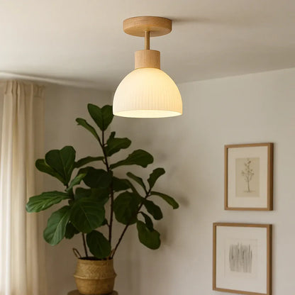 Ailse Wood and Glass LED Ceiling Light Fixture
